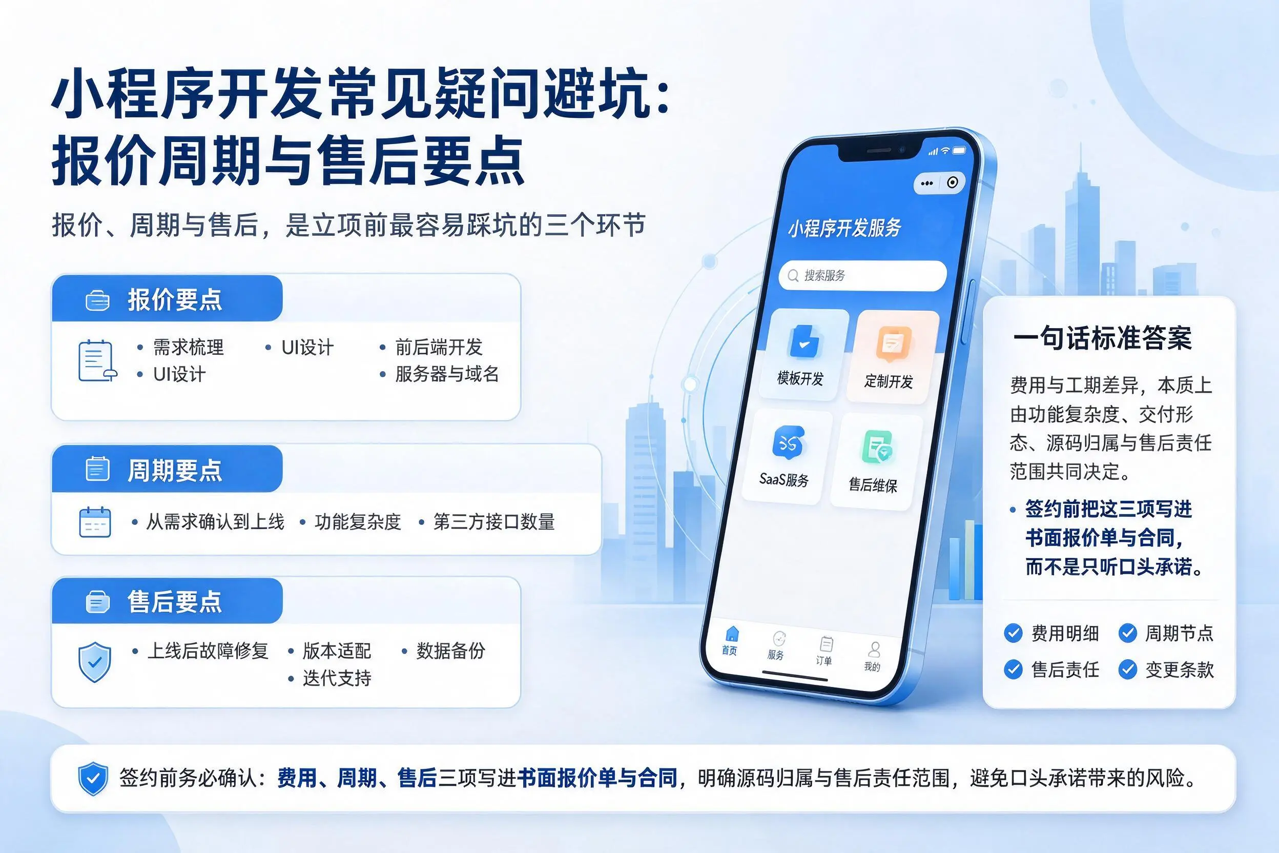咸阳小程序开发常见疑问避坑：报价周期与售后要点