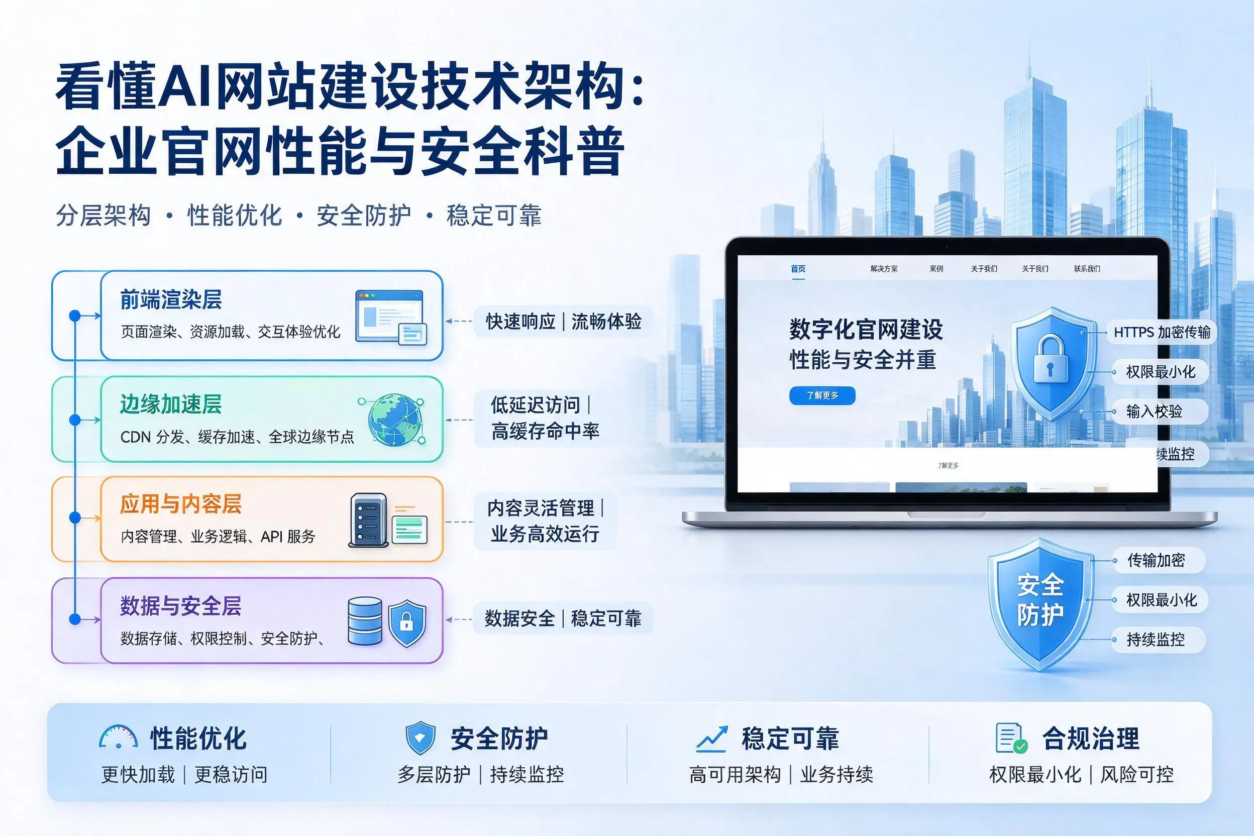 看懂AI网站建设技术架构:咸阳企业官网性能与安全科普
