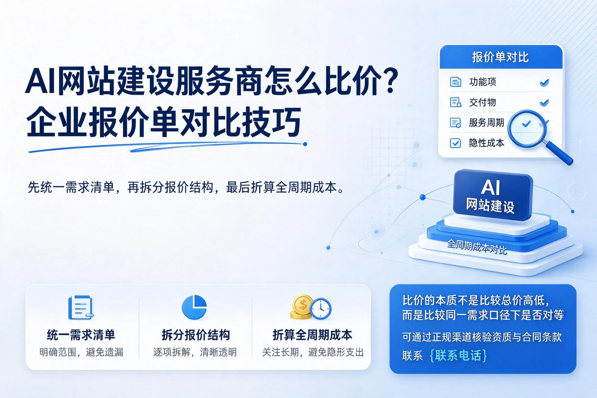 AI网站建设服务商怎么比价?咸阳企业报价单对比技巧