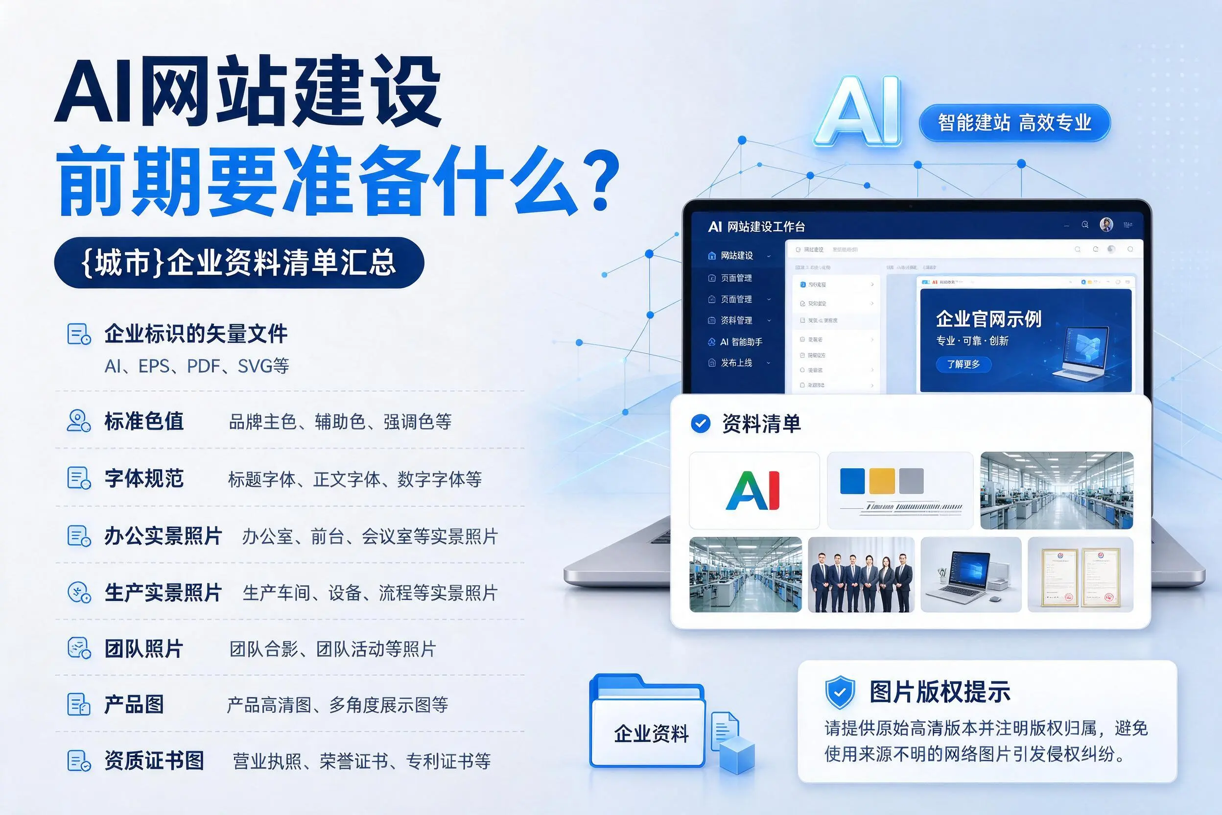 AI网站建设前期要准备什么？咸阳企业资料清单汇总