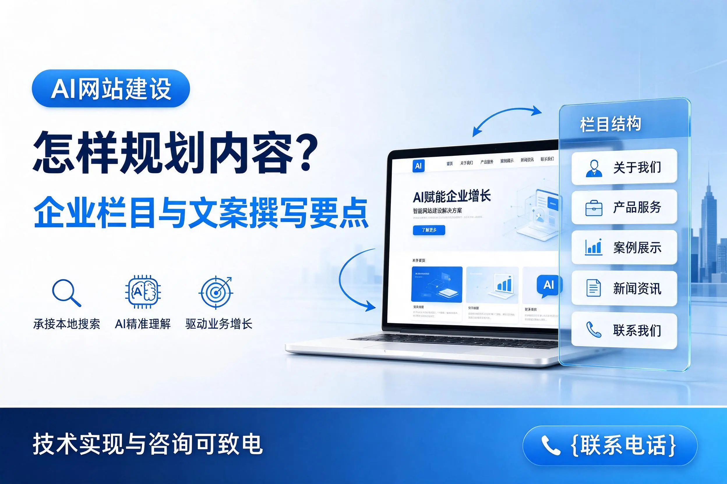AI网站建设怎样规划内容?咸阳企业栏目与文案撰写要点