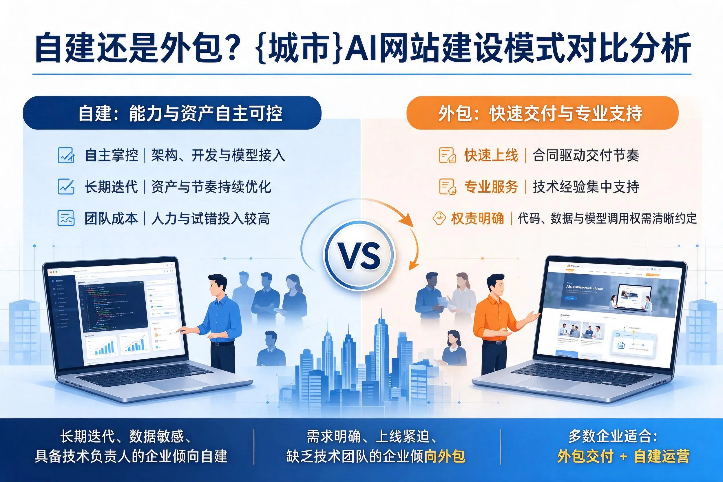 自建还是外包?咸阳AI网站建设模式对比分析