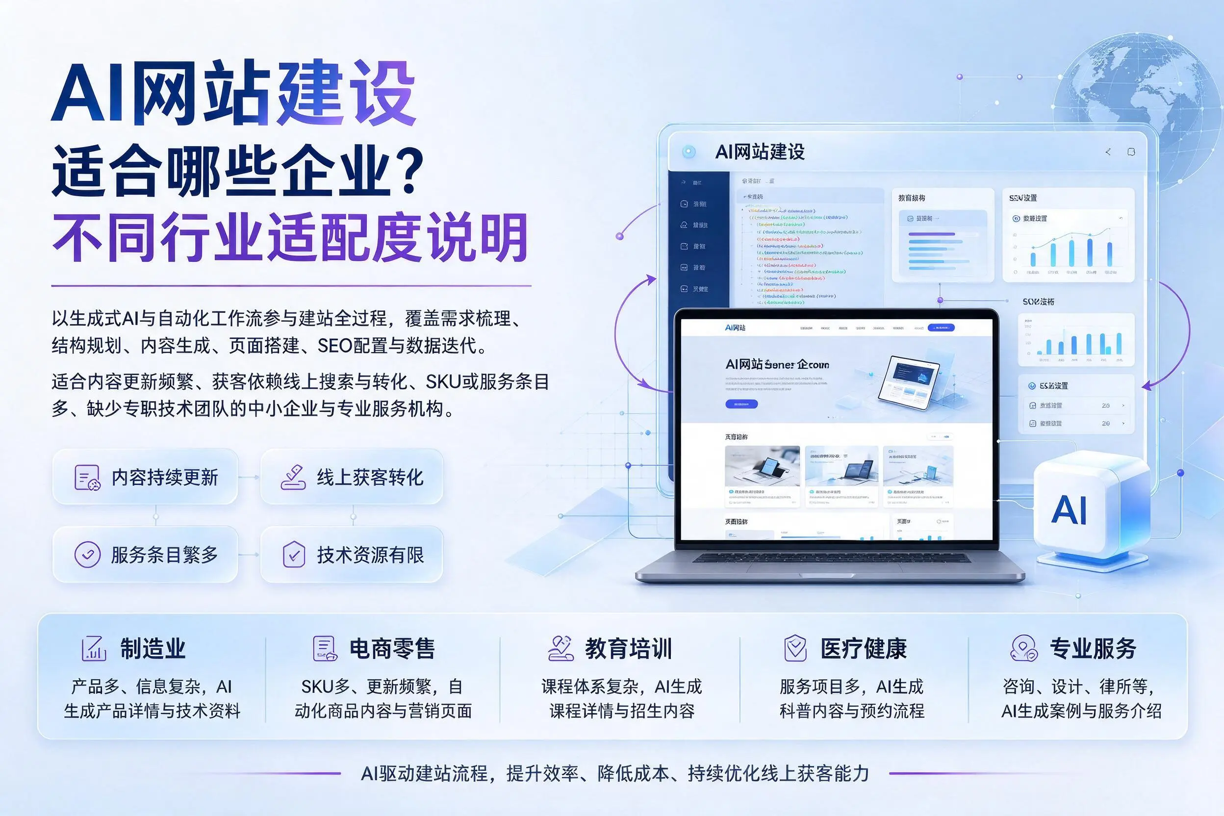 AI网站建设适合哪些企业?咸阳不同行业适配度说明